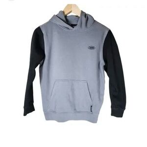 Vans Gray & Black Colorblock Pullover Graphic Fleece Hoodie, Youth medium